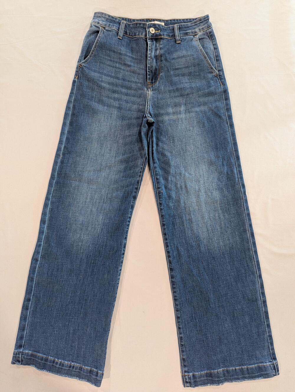 KanCan Jeans Womens 27 Blue Med Wash High Rise Wide Leg Relaxed Stretch Denim